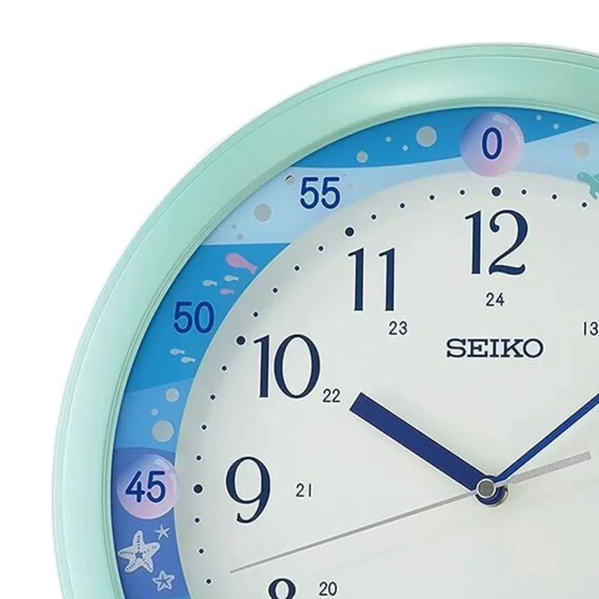 Seiko Wall Clock Elegant Round Blue Plastic Case Auto Constant Light QHA010MN - Image 2