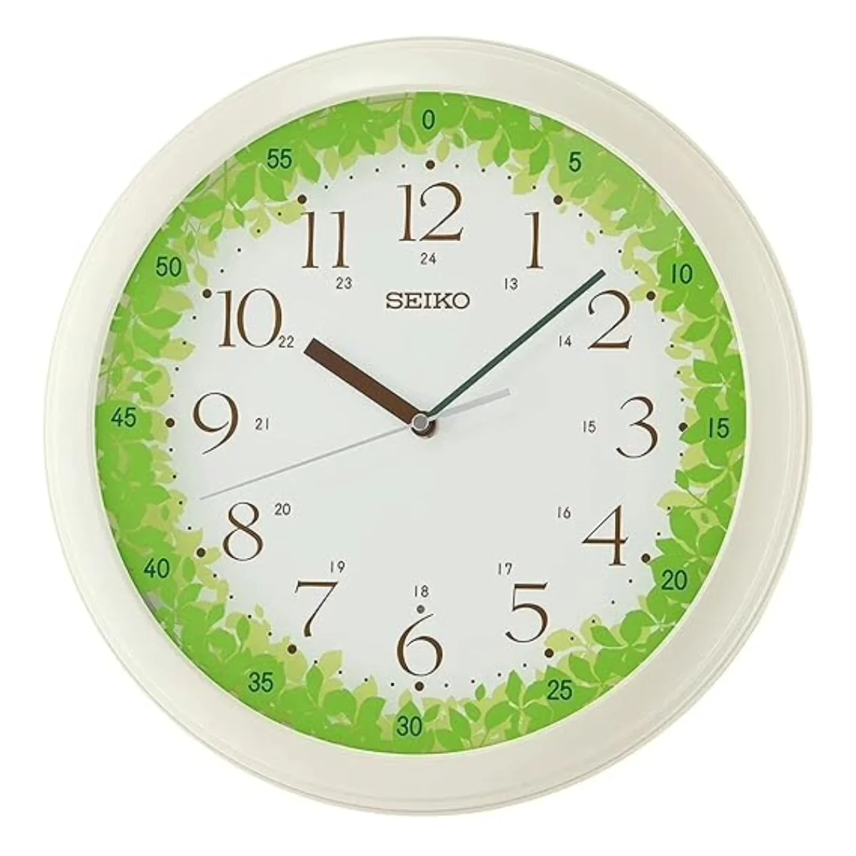 Seiko Wall Clock Elegant Round Pearl White Plastic Case Auto Constant QHA010HN