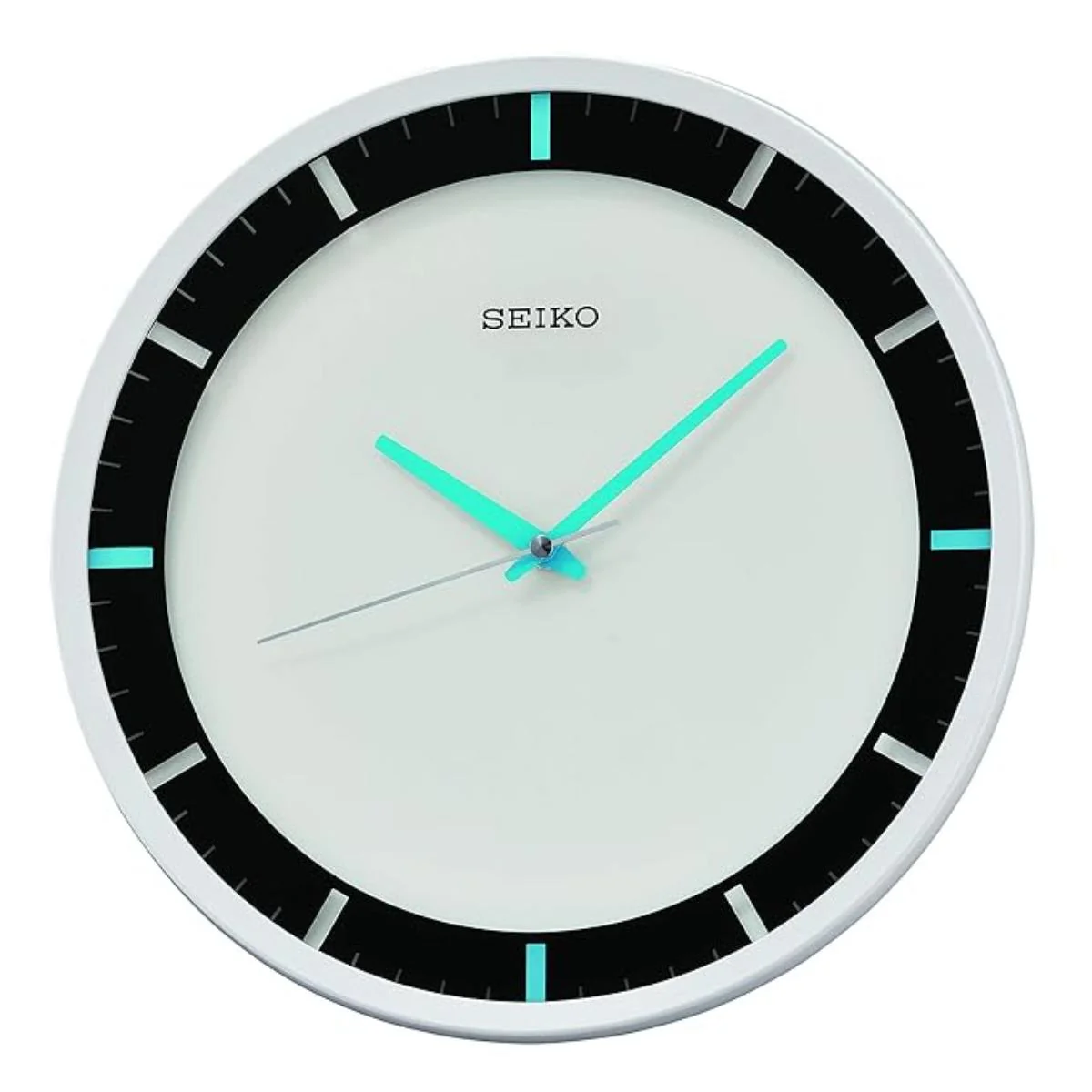 Seiko Wall Clock Elegant White Black Plastic QXA769WN