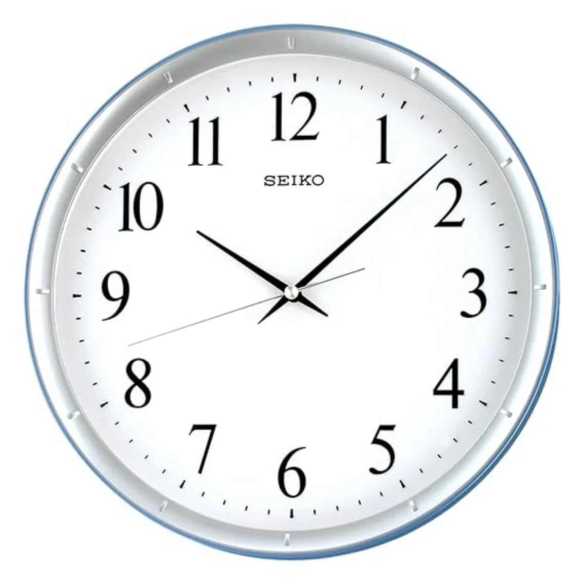 Seiko Wall Clock Elegant White & Silver Plastic Abstract QXA378LN