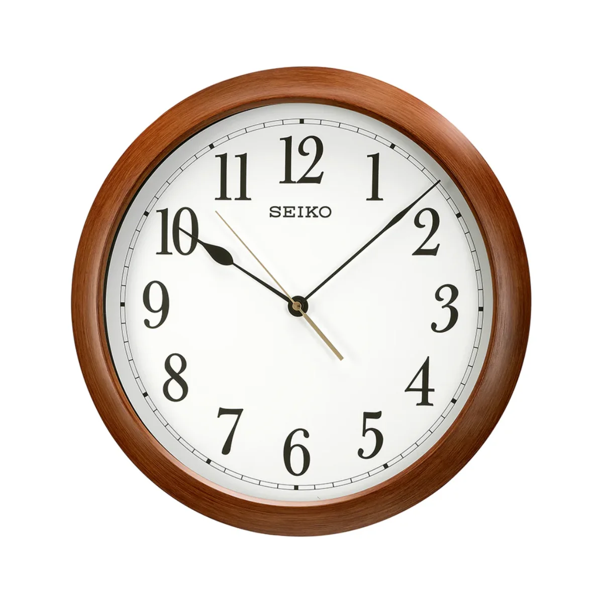 Seiko Wall Clock Large Brown Case Clock With Quiet Sweep QXA598B