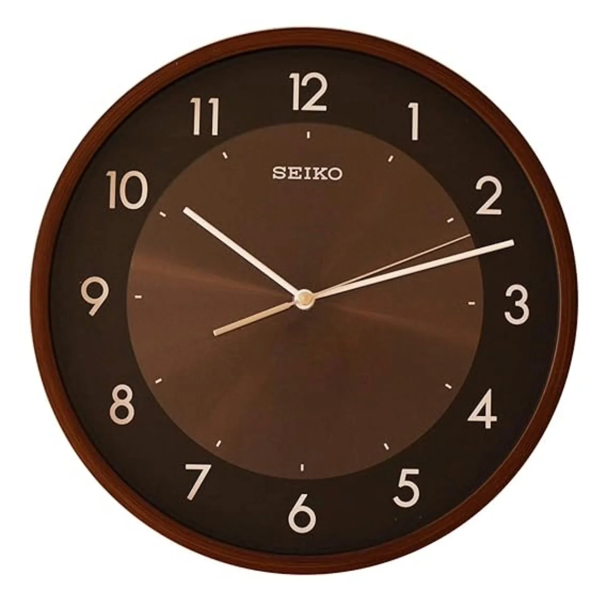 Seiko Wall Clock Plastic Case Elegant Brown Plastic With Sweep Movement QXA615ZN