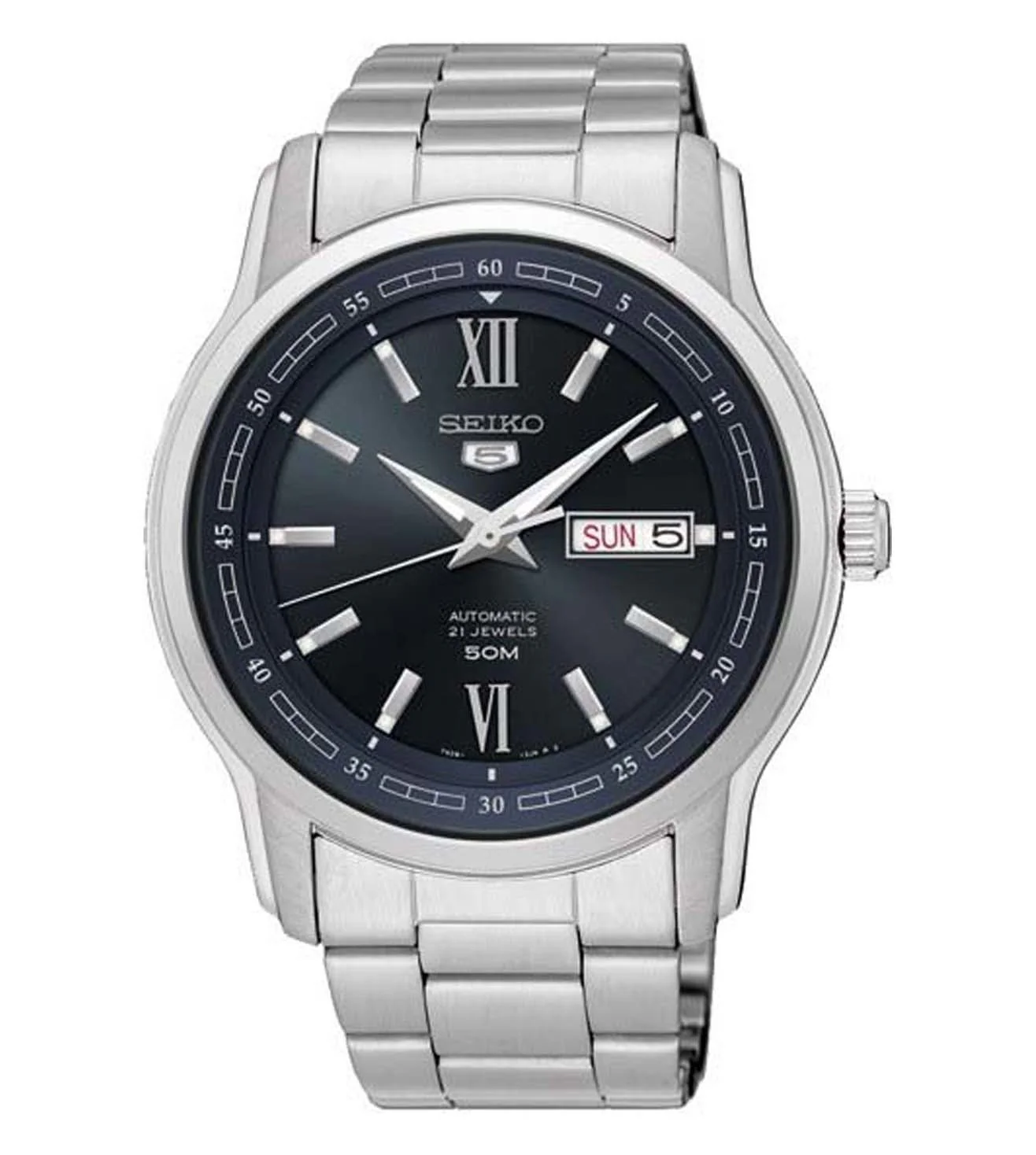 Seiko 5 SNKP17K1 Men's Automatic Watch Classic Silver Dial & Stainless Steel