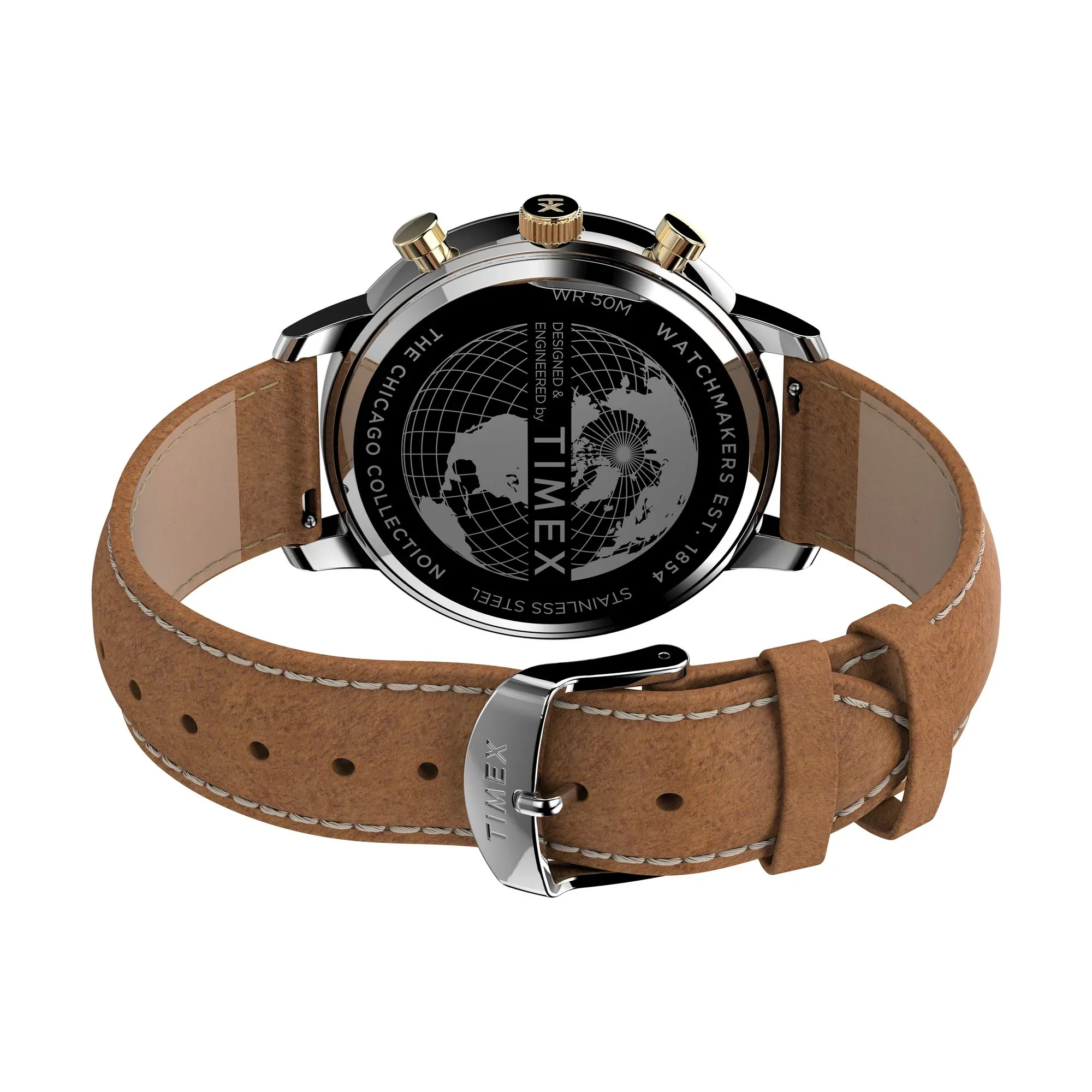 Timex Chicago Chronograph 45mm Leather Strap Men's Watch - TW2U39000UJ - Image 3