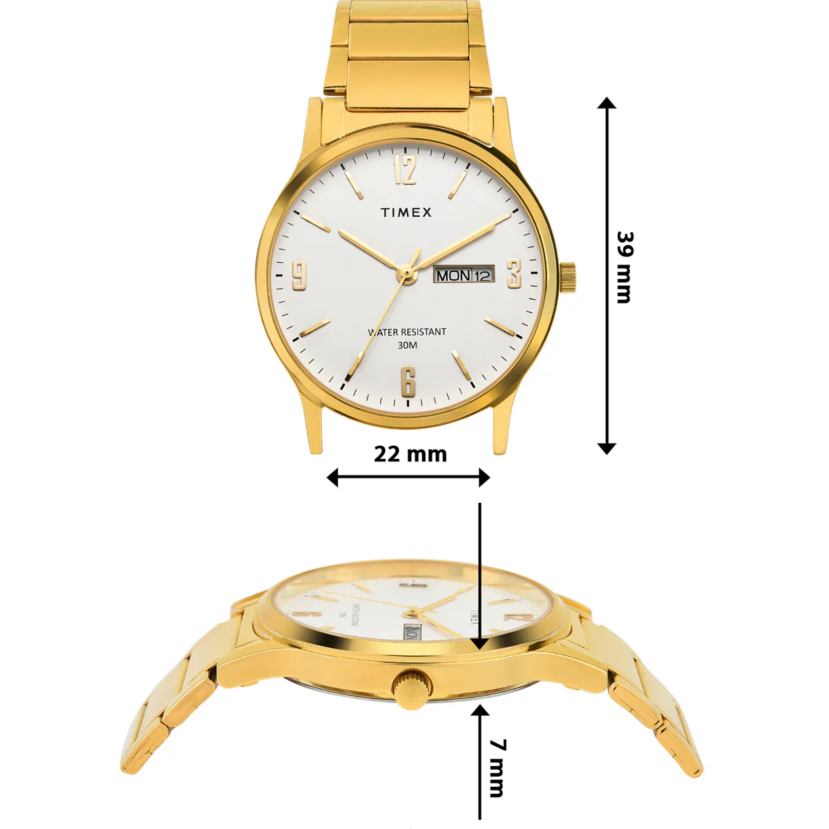 Timex Classics Men's White Round Dial Day Date Function Watch -TW000R435 - Image 5