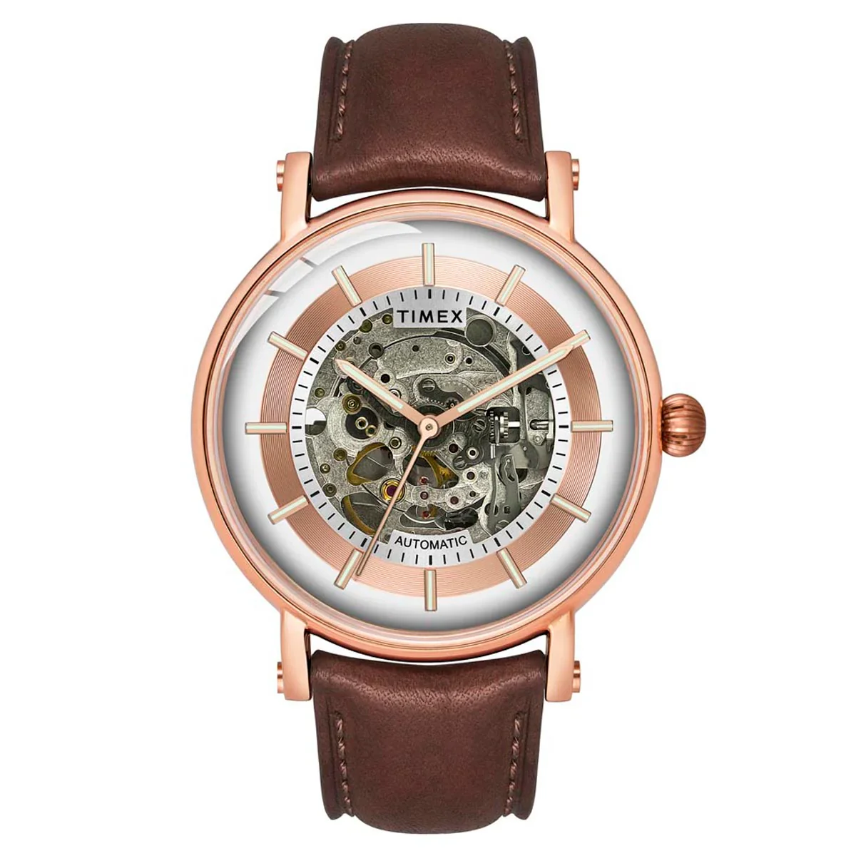 Timex E Class Men's Silver Dial Round Automatic Function Watch -TWEG16715