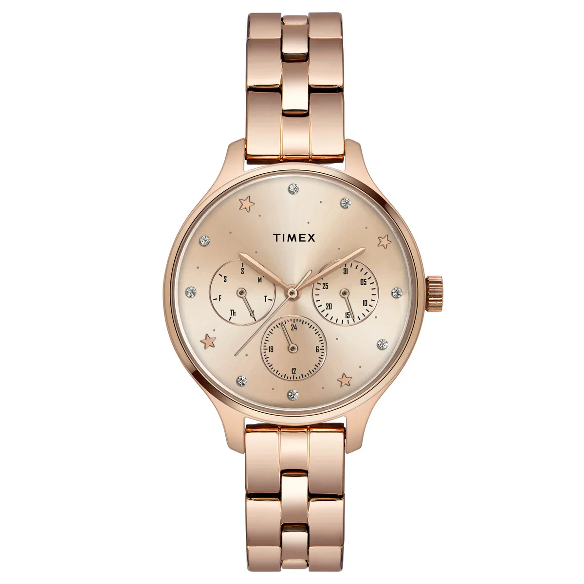 Timex Fashion Women's Rose Gold Round Multifunction Dial Watch -TWEL14814