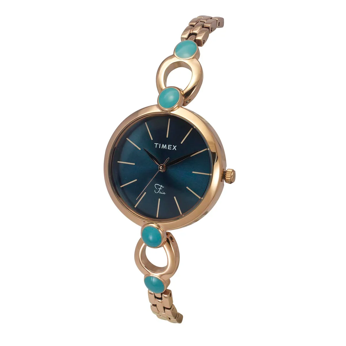 Timex Fria Women Teal Round Dial Analog Watch - TWEL18106 - Image 2