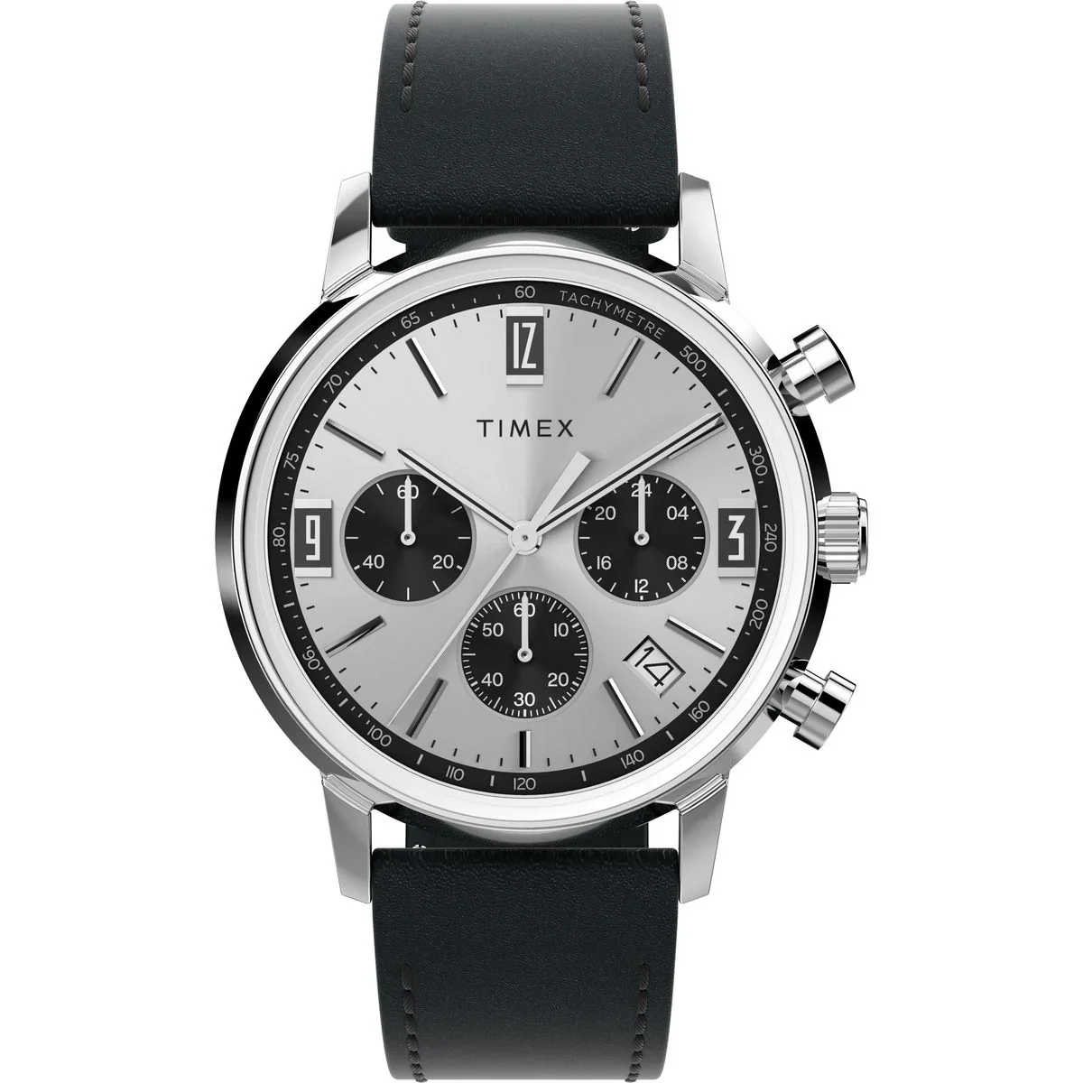 Timex Marlin Silver Dial Analog Leather Strap Men's Watch TW2W10300UJ