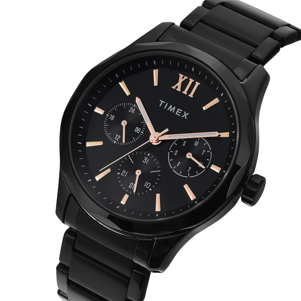 Timex Men Black Round Multifunction Dial Watch- TW0TG7625 - Image 2