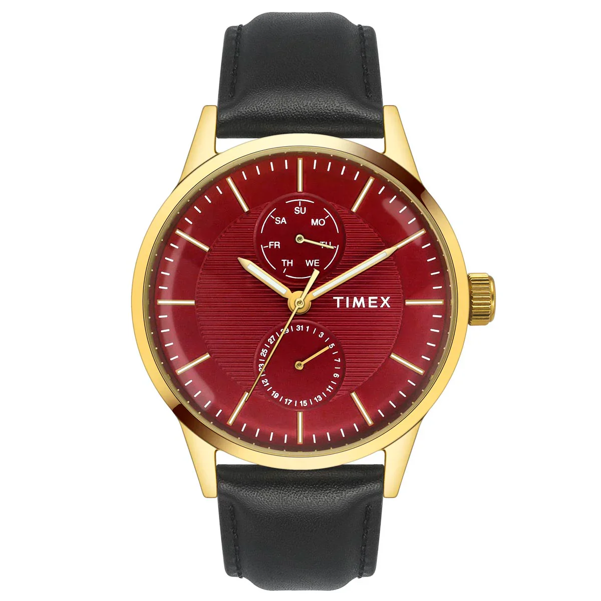 Timex Red Textured Dial Stainless Steel Men Watch - TWEG19938