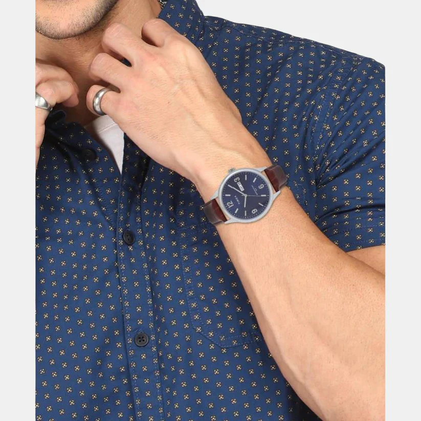 Timex Blue Dial Analog Leather Men's Watch - TWEG18400 - Image 4