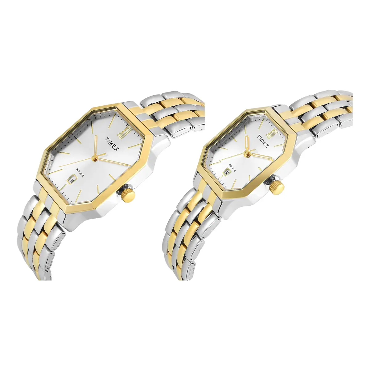 Timex Octagonal Silver Dial Analog Pair Watch - TW00PR354 - Image 3