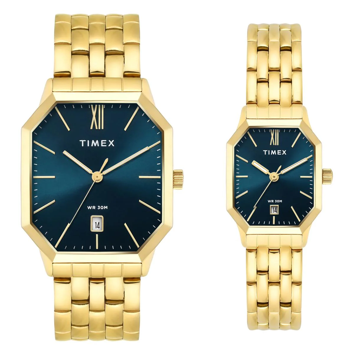 Timex Octagonal Teal Dial Analog Pair Watch - TW00PR356