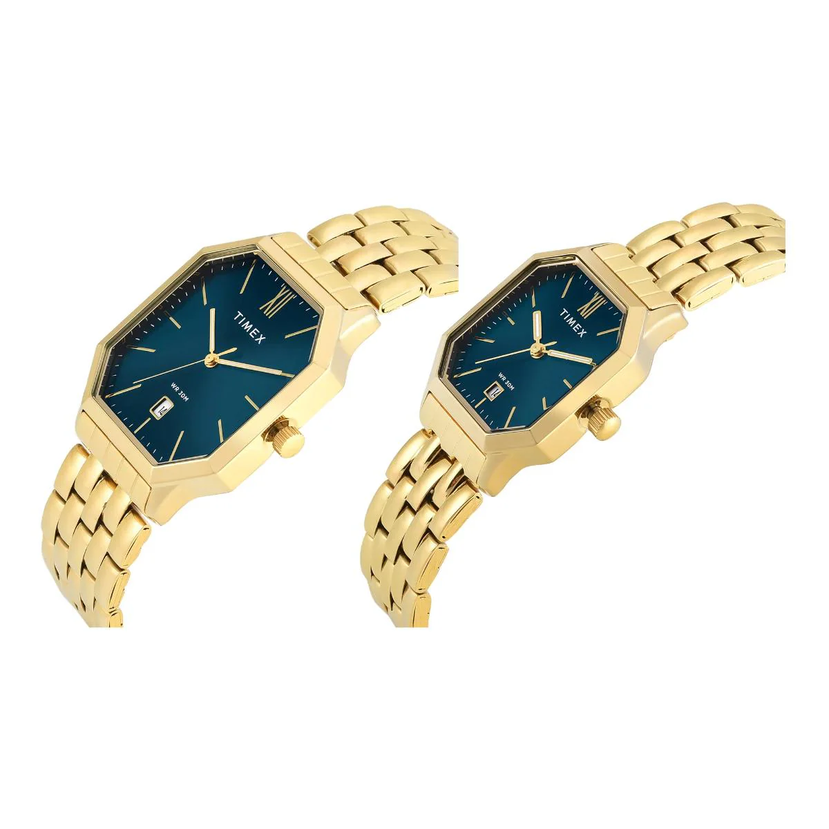 Timex Octagonal Teal Dial Analog Pair Watch - TW00PR356 - Image 2