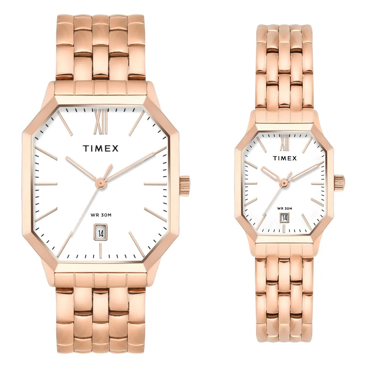 Timex Octagonal White Dial Analog Pair Watch - TW00PR355