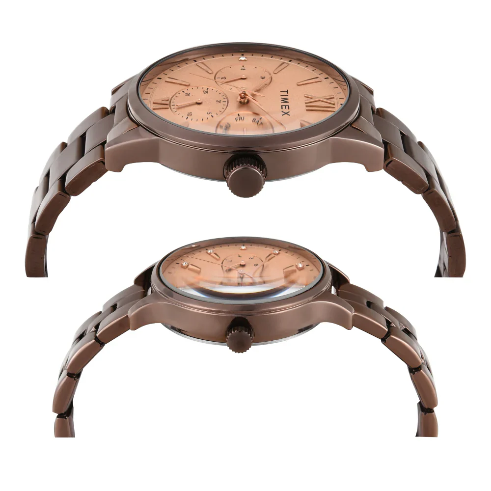 Timex Pairs Rose Gold Round Multifunction Dial Watch - TW00PR306 - Image 3