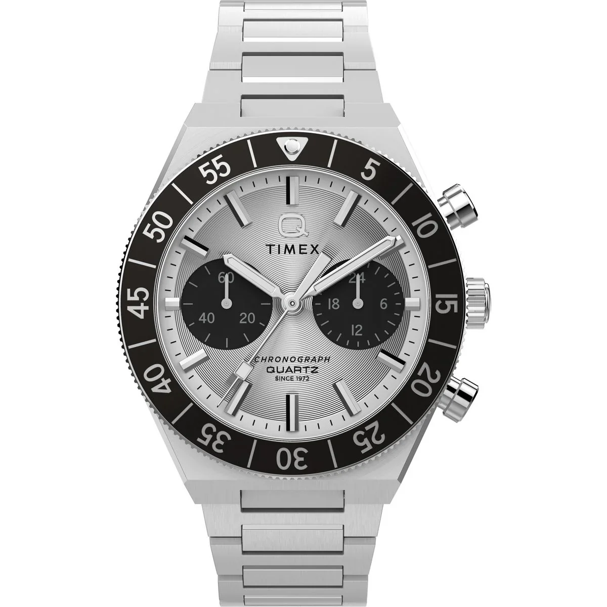 Timex Q Quartz Silver Dial Analog Chronograph Men's Watch TW2Y55800IK