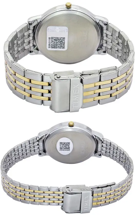 Timex Quartz Beige Dial Analog Stainless Steel Couple Watch TW00PR329 - Image 4