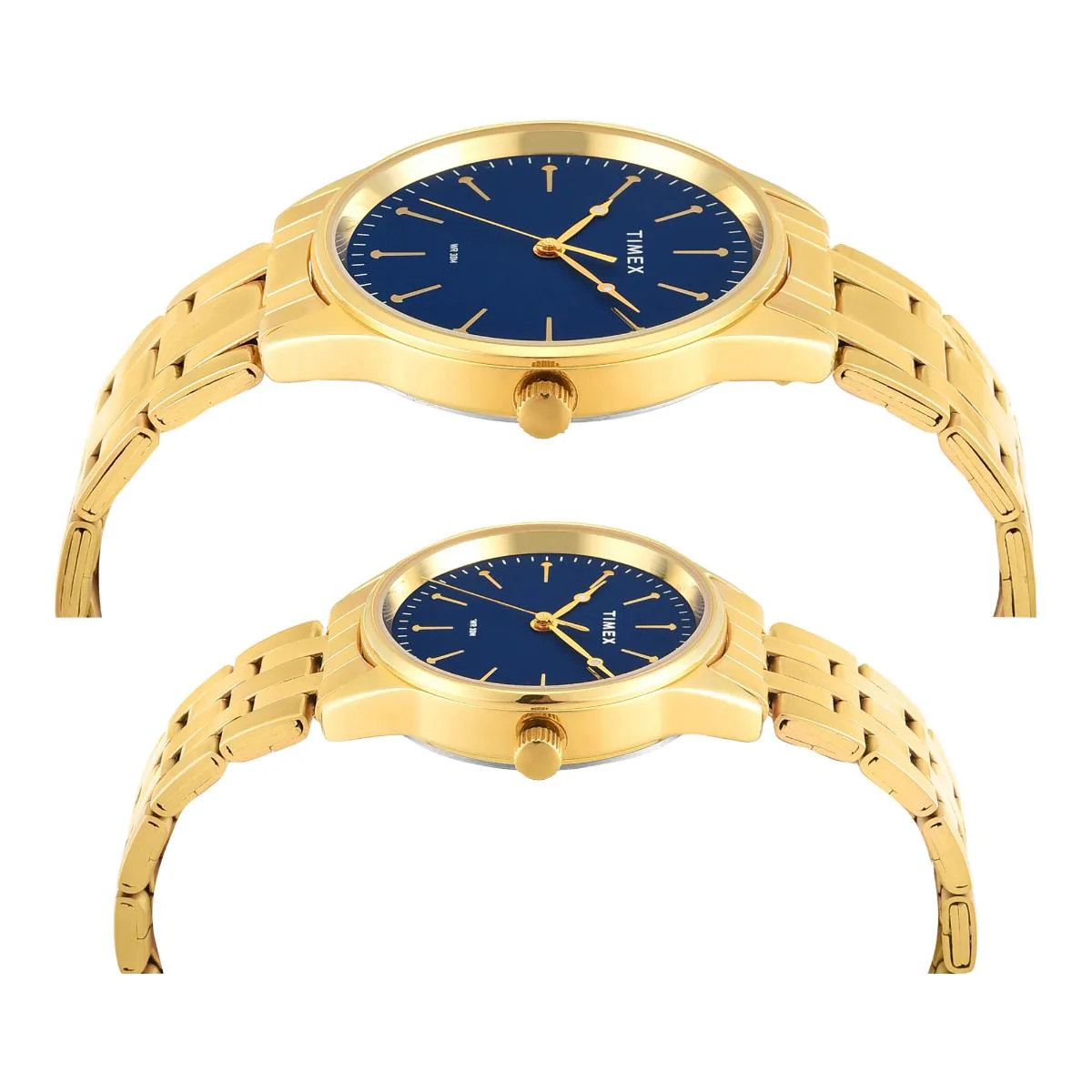 Timex Round Blue Dial Analog Stainless Steel Pair Watch TW00PR357 - Image 2