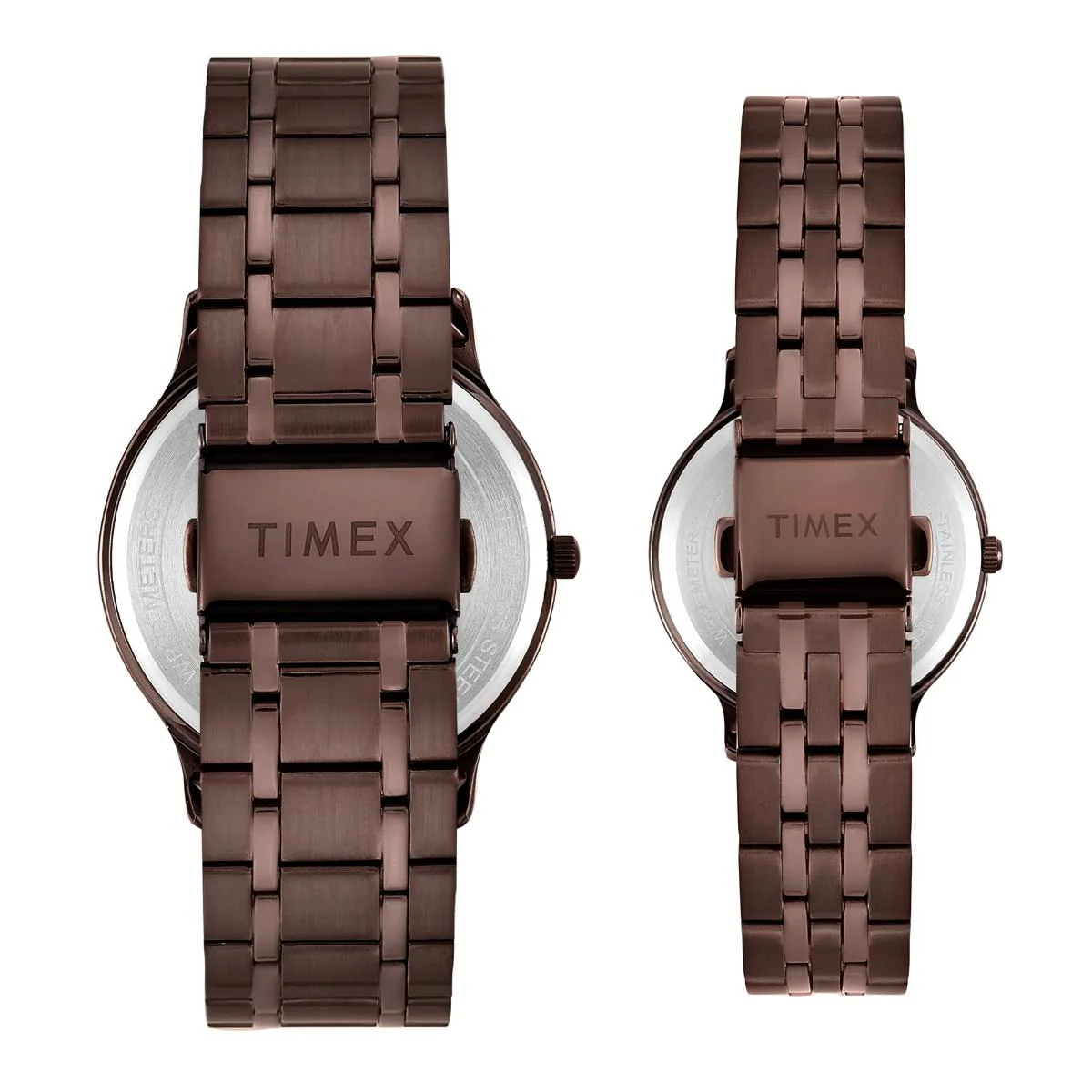 Timex Round Brown Dial Analog Stainless Steel Pair Watch TW00PR364 - Image 2