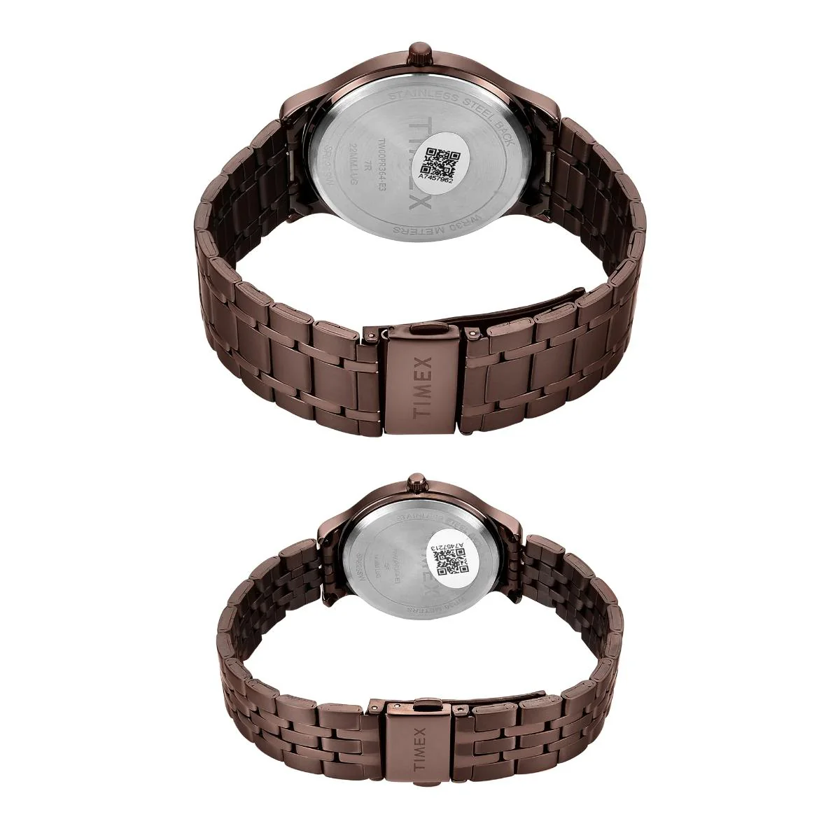 Timex Round Brown Dial Analog Stainless Steel Pair Watch TW00PR364 - Image 3
