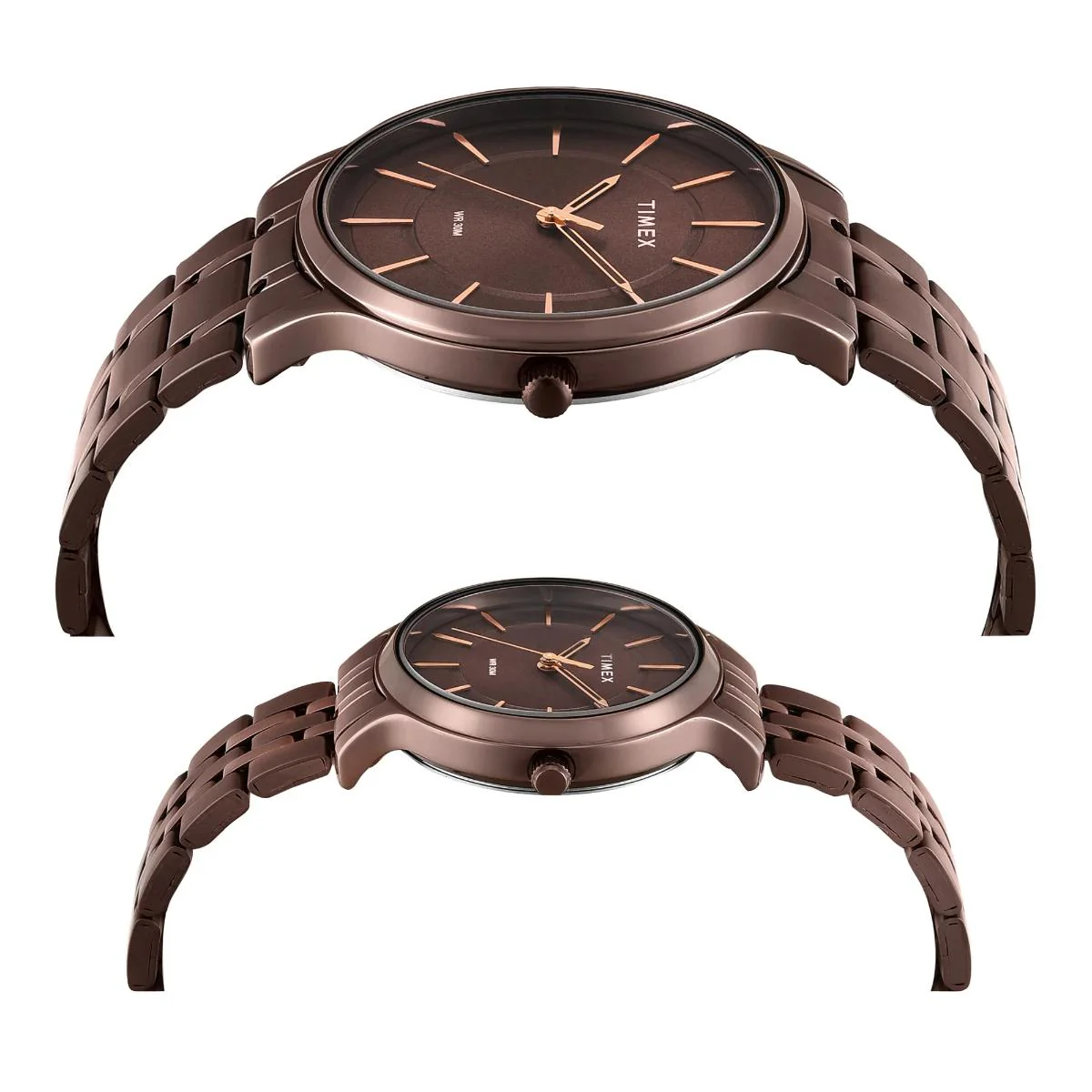 Timex Round Brown Dial Analog Stainless Steel Pair Watch TW00PR364 - Image 5