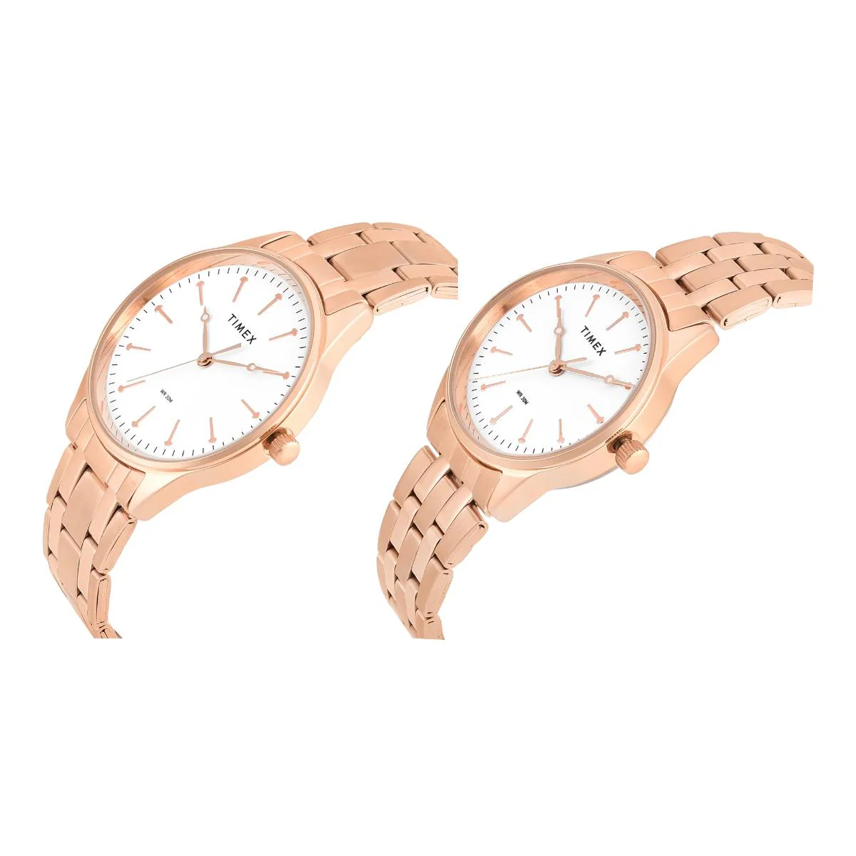 Timex Round White Dial Analog Stainless Steel Pair Watch TW00PR358 - Image 2
