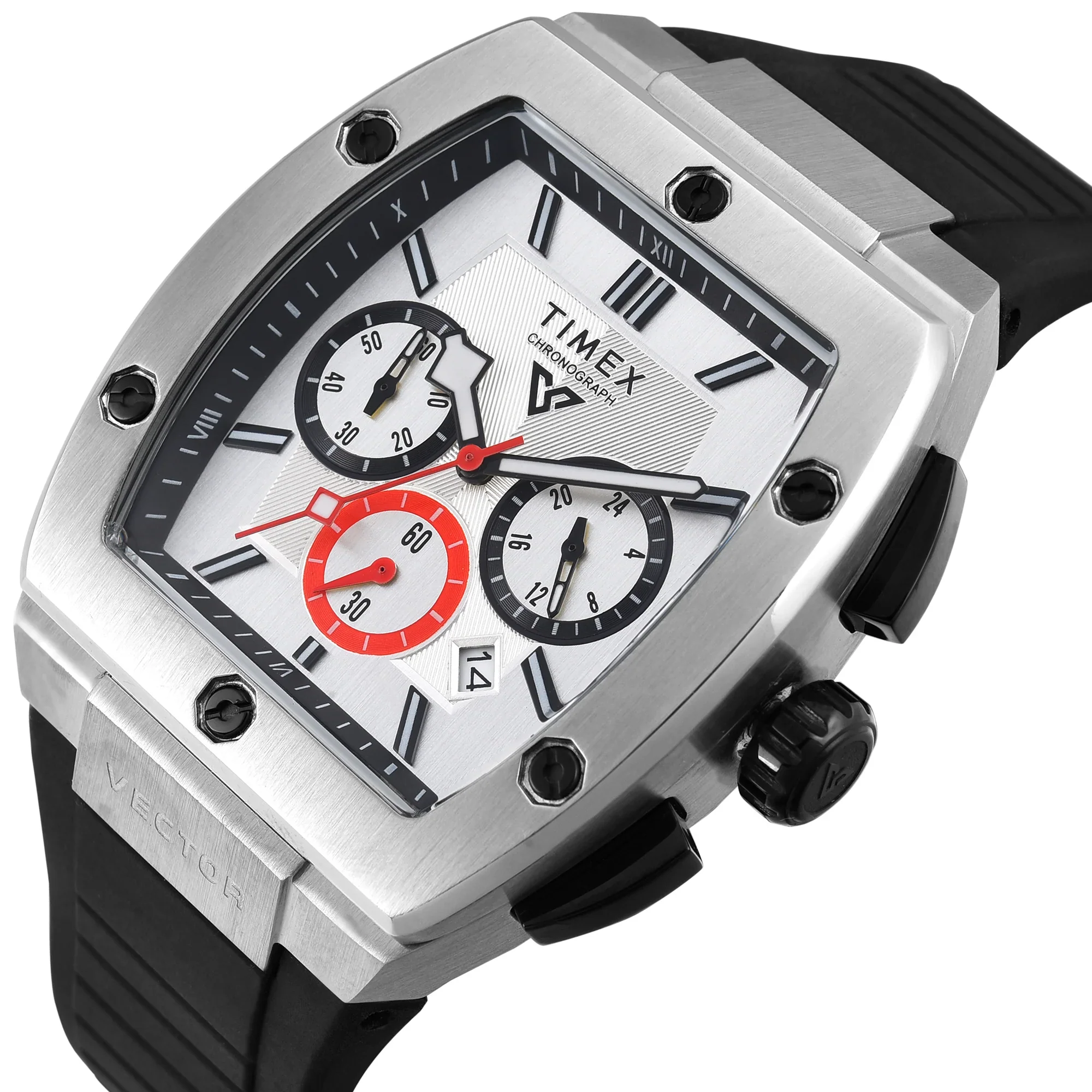 Timex Vector Men Silver Rectangle Chronograph Dial Analog Watch - TWEG26200 - Image 2