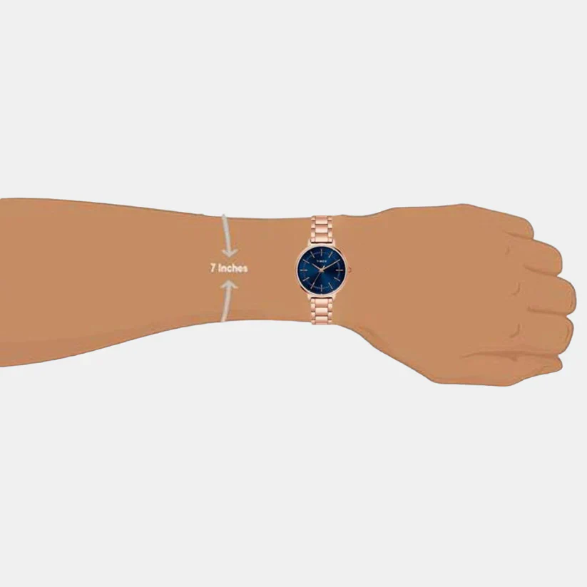 Timex Classics Blue Stainless Steel Analog Watch For Women TWEL15804 - Image 3