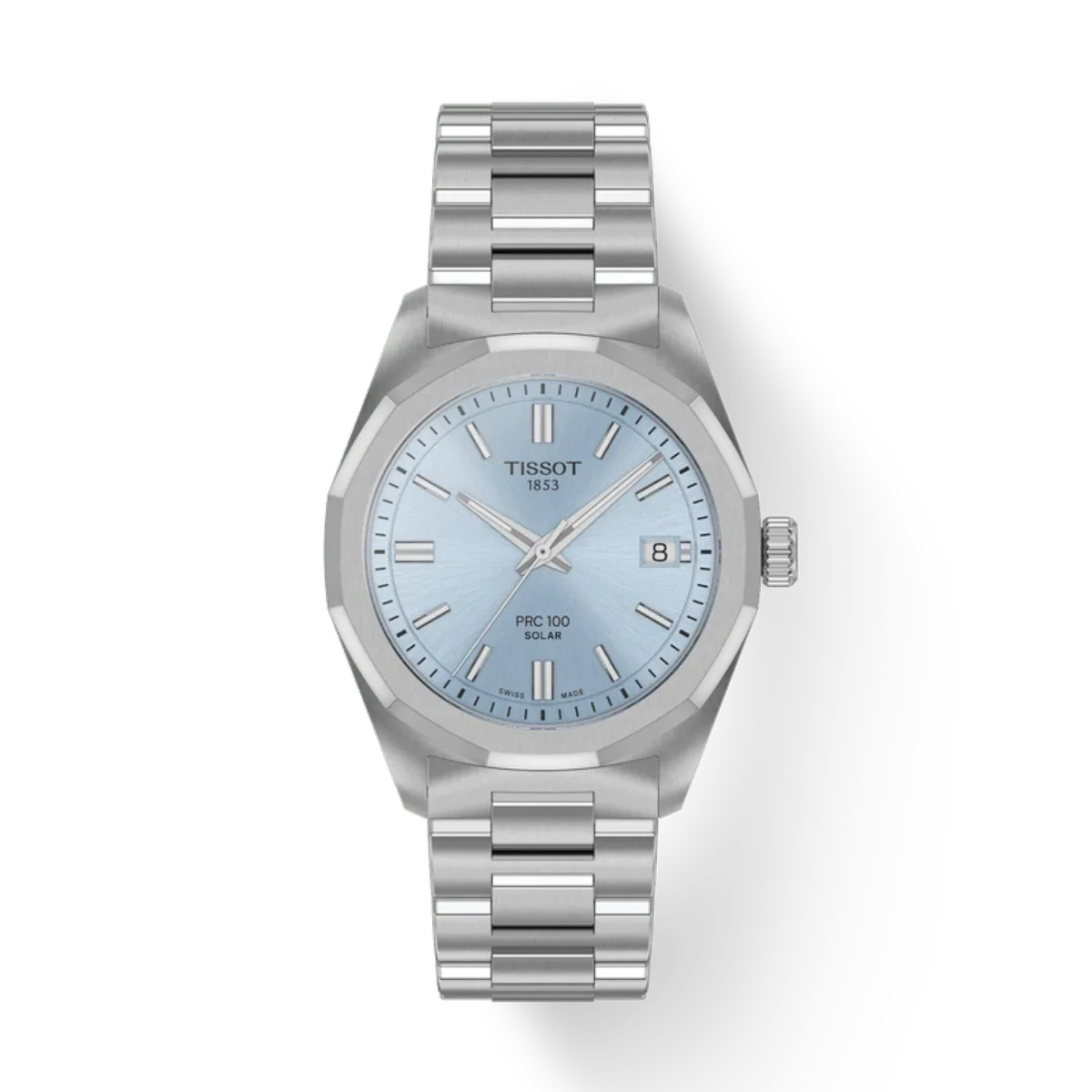 Tissot PRC 100 Solar Ice Blue Dial Stainless Steel Men's Watch T1518221135100