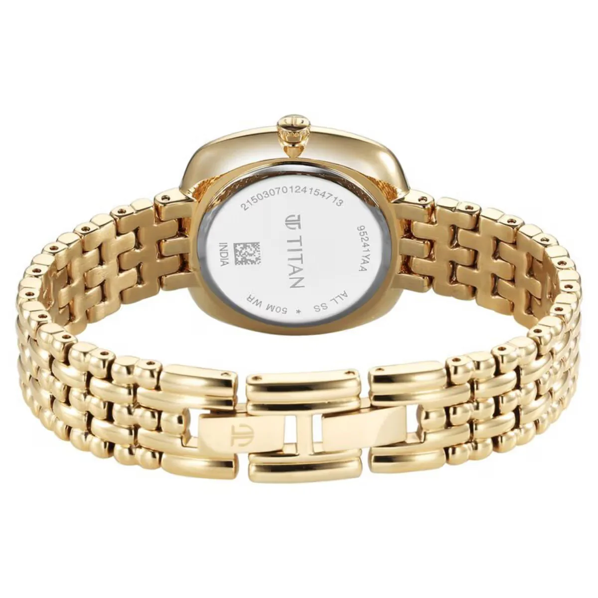 Titan Aura Quartz Analog Brown Mother of Pearl Dial Golden Stainless Steel Strap Women Watch 95241YM01 - Image 5