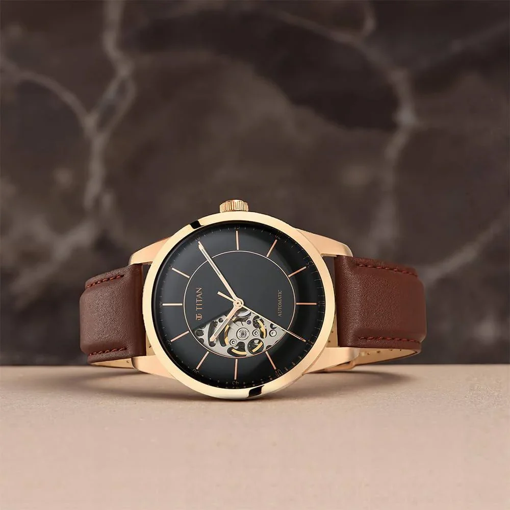 Titan Automatic Sectoral Black Dial Watch for Men NT90126WL02 - Image 4