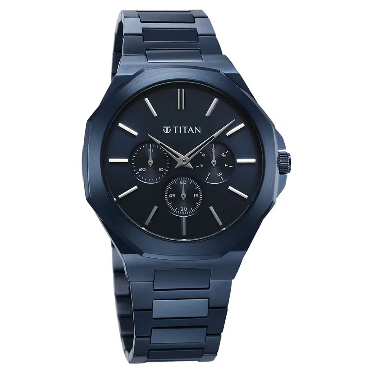 Titan Classic Slim Multifunction Quartz Blue Dial Men Watch 90198QM01 - Image 2