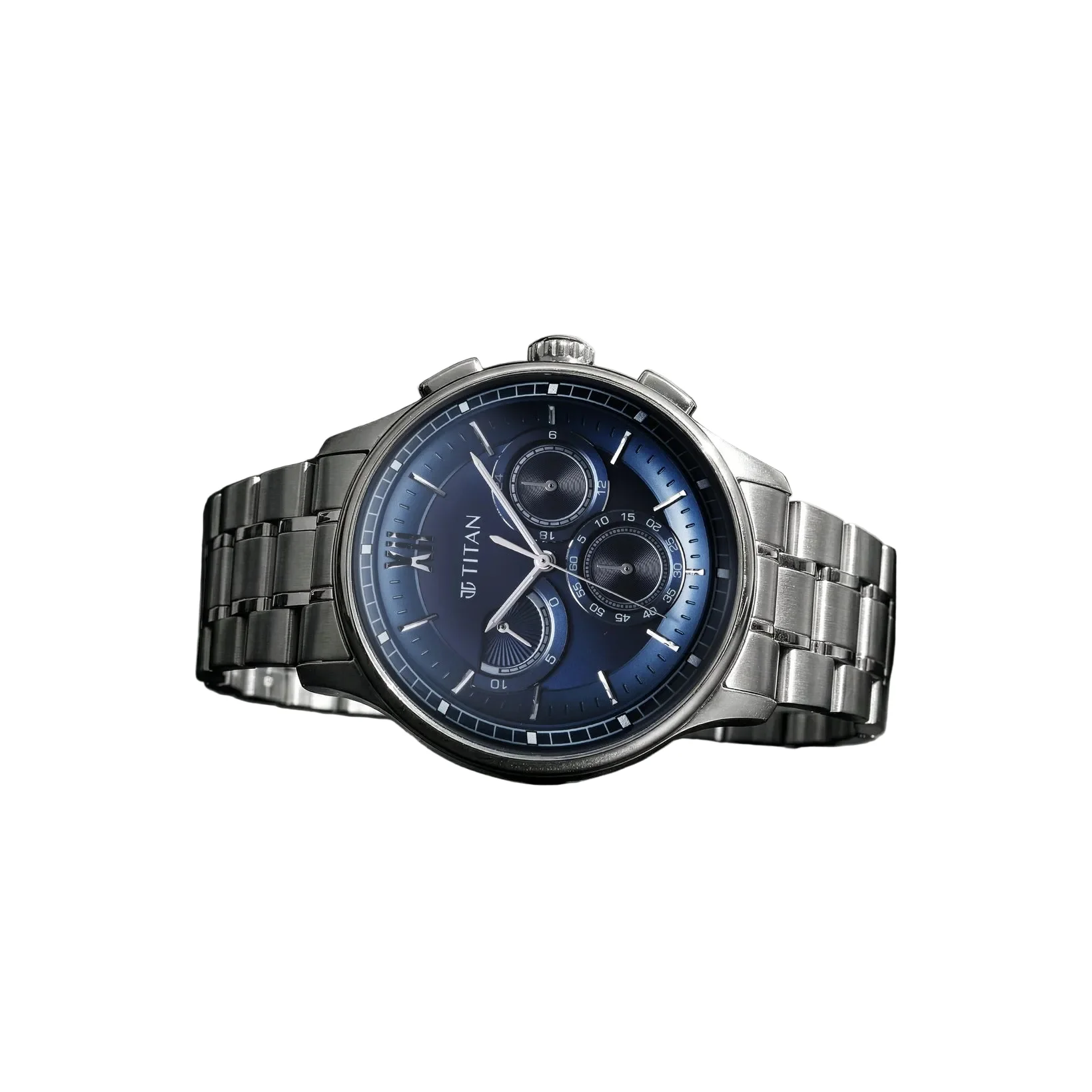 Titan Classique Quartz Blue Dial Analog Chronograph Watch For Men 90218SM02 - Image 2