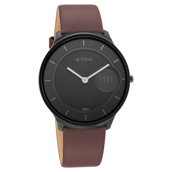 Titan Edge Baseline Black Dial Analog Leather Strap watch for Men - NT1843NL01 - Image 2