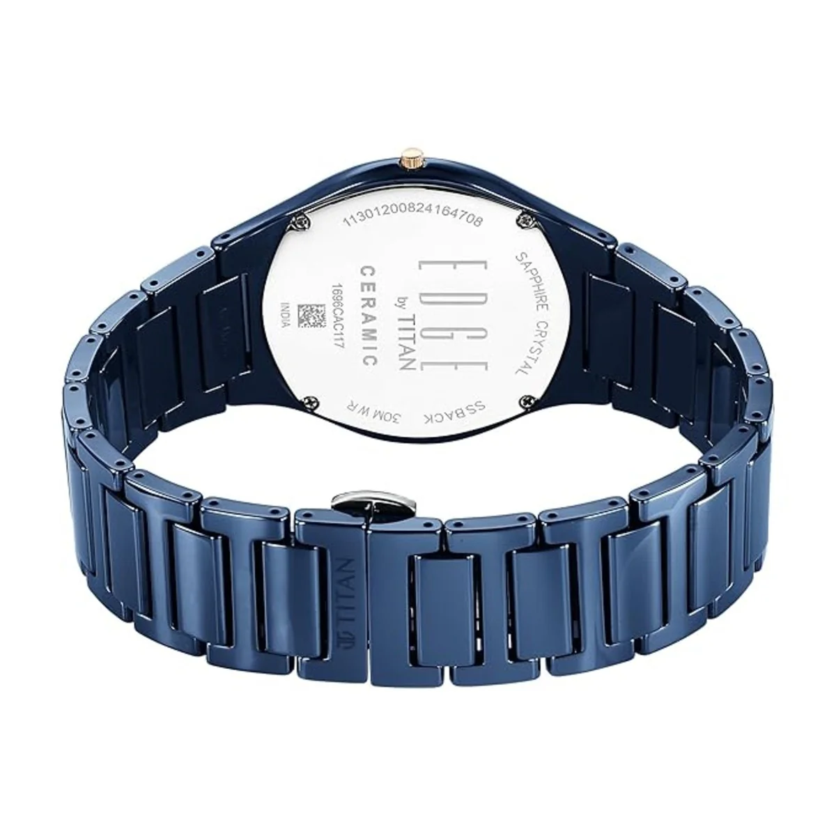 Titan Edge Bicolour Quartz Analog Blue Dial Blue Ceramic Strap Watch For Men 1696KC05 - Image 2