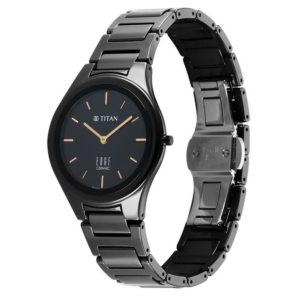 Titan Edge Ceramic Quartz Analog Black Dial Women's Watch - NU2653NC01 - Image 2