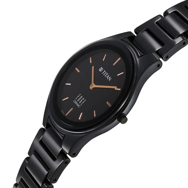 Titan Edge Ceramic Quartz Analog Black Dial Women's Watch - NU2653NC01 - Image 3