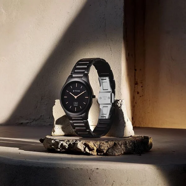 Titan Edge Ceramic Quartz Analog Black Dial Women's Watch - NU2653NC01 - Image 5