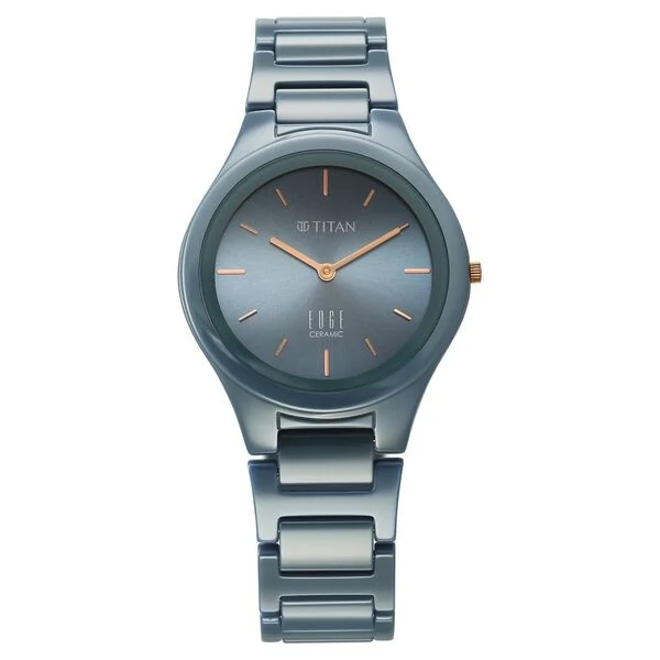 Titan Edge Ceramic Quartz Analog Blue Dial Watch For Women - NT2653QC07