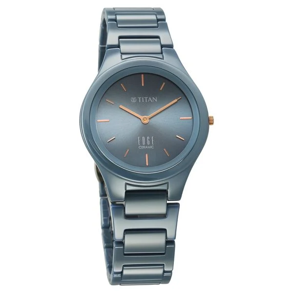 Titan Edge Ceramic Quartz Analog Blue Dial Watch For Women - NT2653QC07 - Image 2