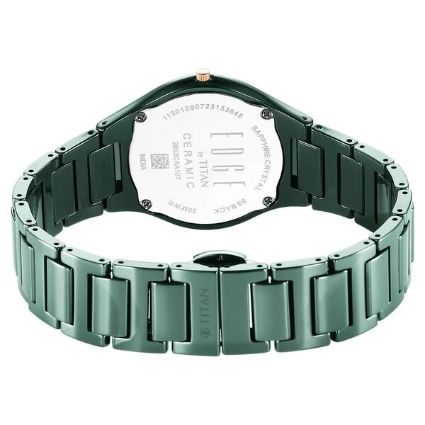Titan Edge Ceramic Quartz in Glossy Green Dial Watch for Women NT2653QC06 - Image 4