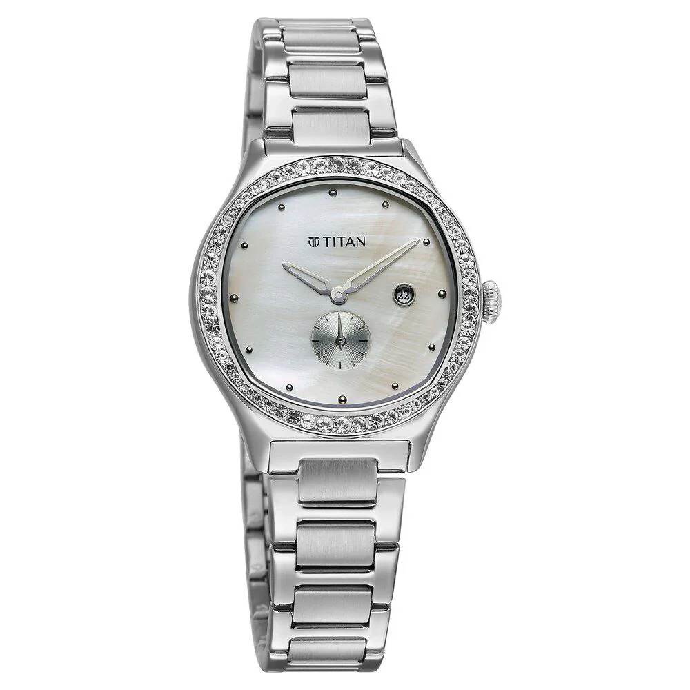 Titan Glamour Quartz Analog with Date Mother Of Pearl Dial Women Watch 95289SM01 - Image 2