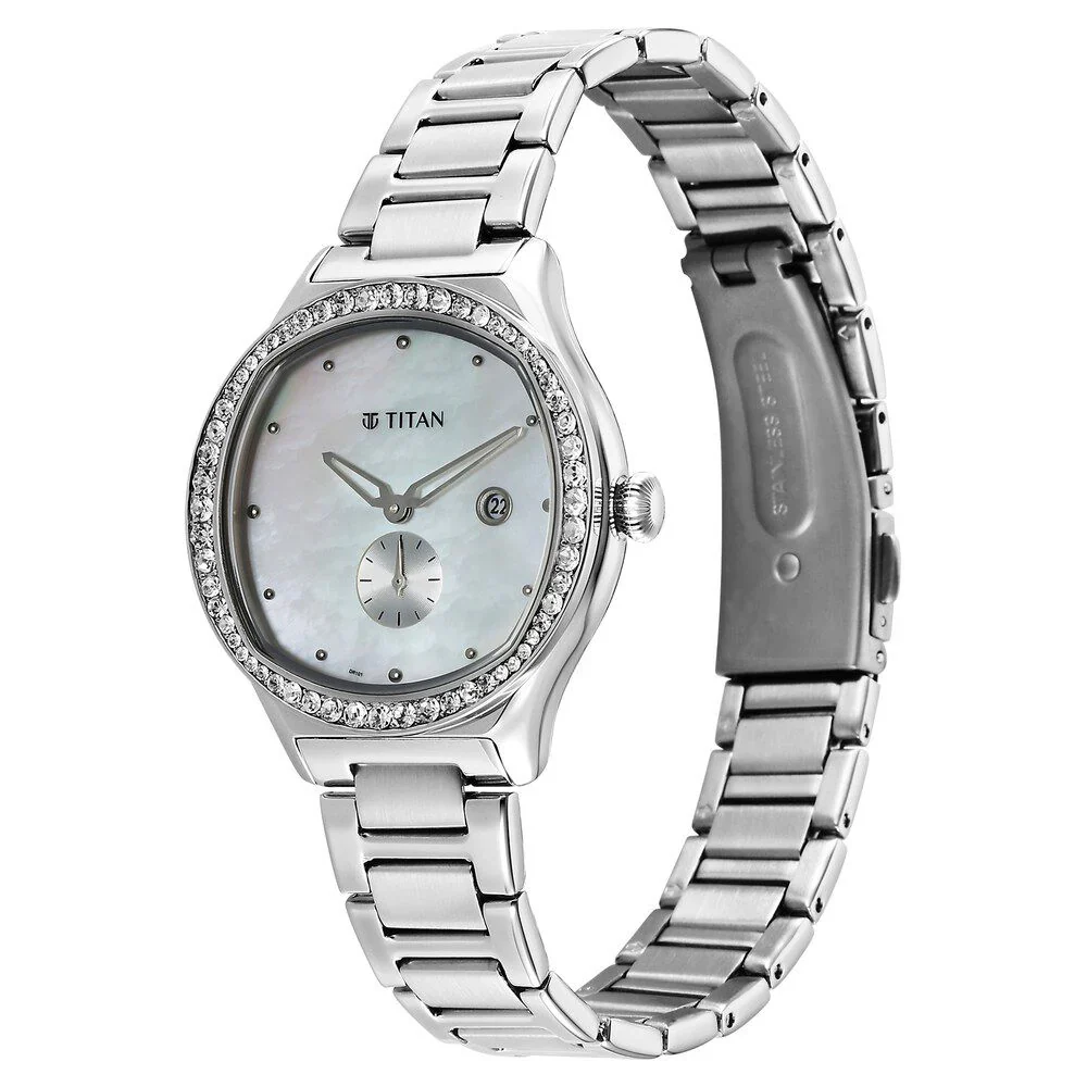 Titan Glamour Quartz Analog with Date Mother Of Pearl Dial Women Watch 95289SM01 - Image 3