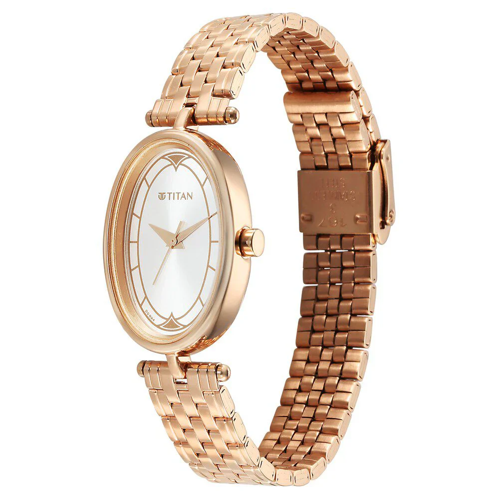 Titan Karishma Quartz Analog Silver Dial Rose Gold Stainless Steel Strap Watch For Women 2758WM01 - Image 3