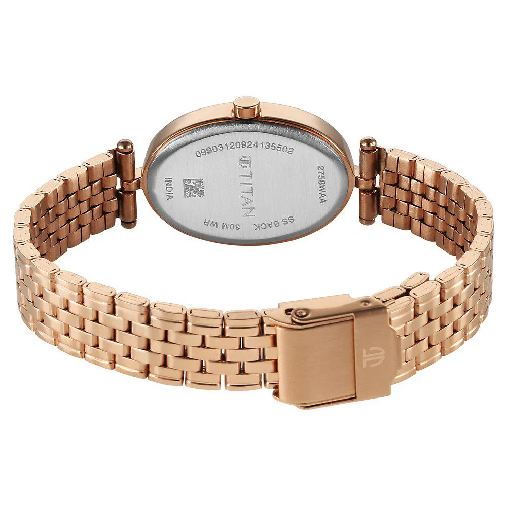 Titan Karishma Quartz Analog Silver Dial Rose Gold Stainless Steel Strap Watch For Women 2758WM01 - Image 5