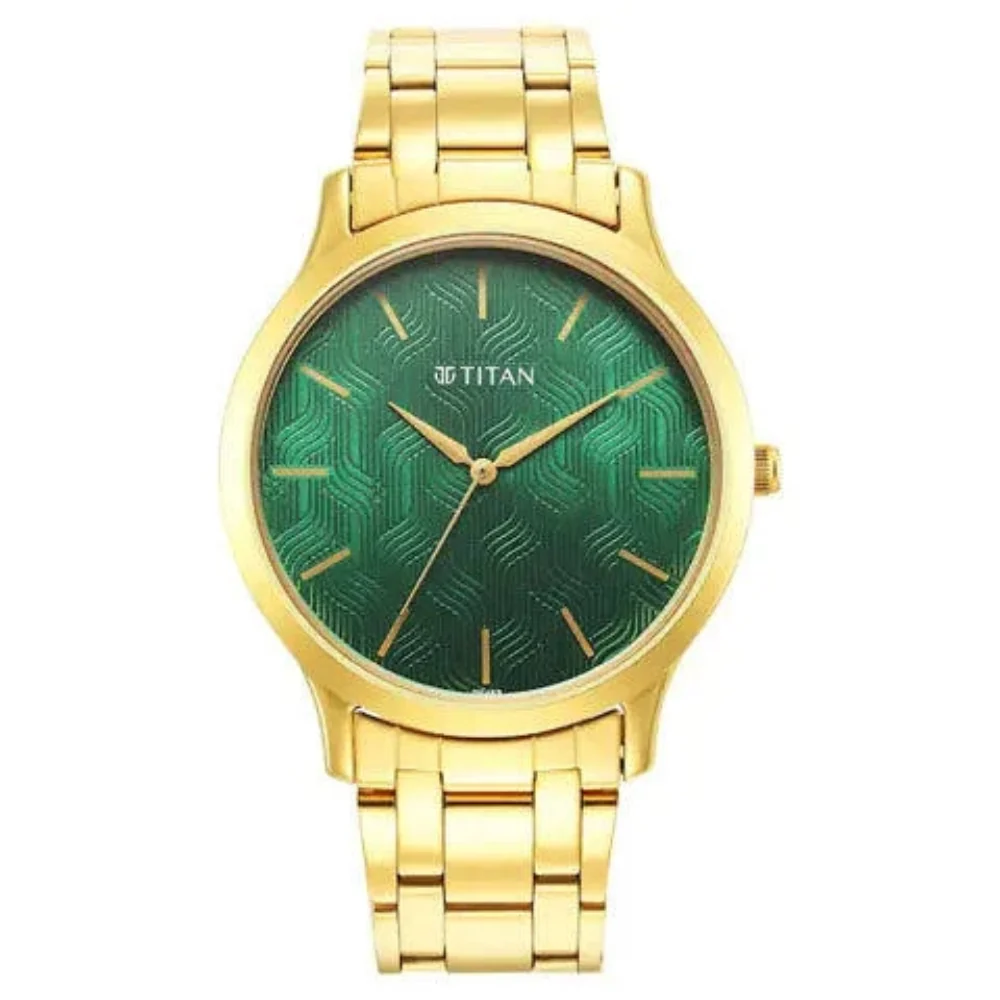 Titan Karishma Radiance Green Dial Analog Stainless Steel Strap Men watch NT1825YM07