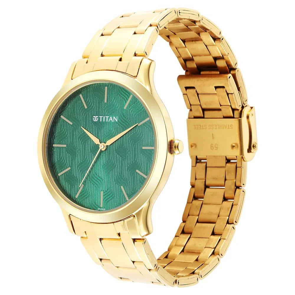 Titan Karishma Radiance Green Dial Analog Stainless Steel Strap Men watch NT1825YM07 - Image 3