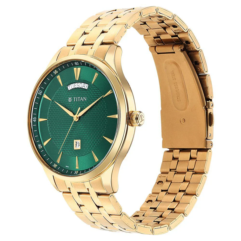 Titan Opulent Green Dial Analog Stainless Steel Strap watch for Men NS90127YM03 - Image 2
